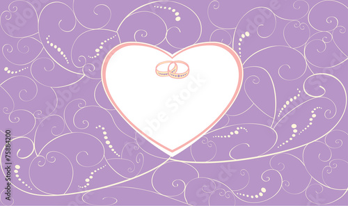 Violet wedding card with rings
