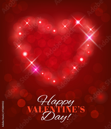 Valentine’s Day background with heart shape and sparks. Vector