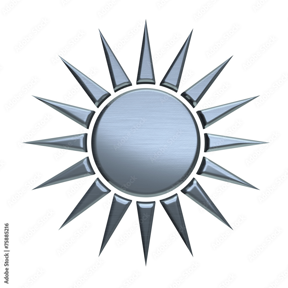 Silver sun isolated in white background