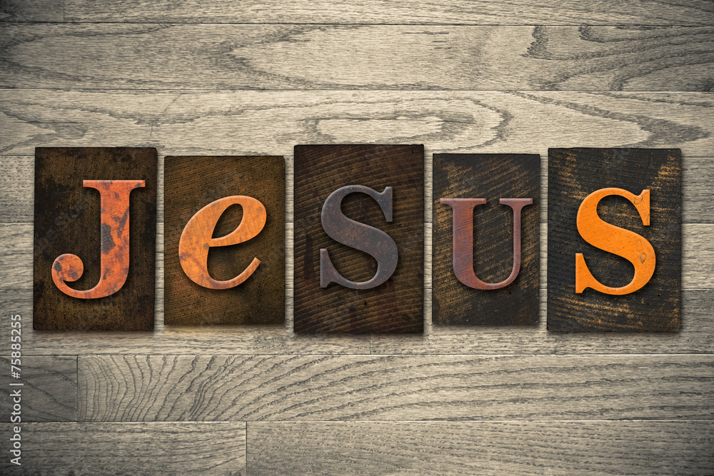 Naklejka premium Jesus Wooden Letterpress Type