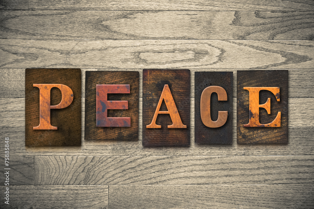 Naklejka premium Peace Concept Wooden Letterpress Type