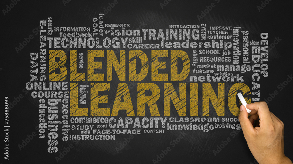 blended learning word cloud - obrazy, fototapety, plakaty 