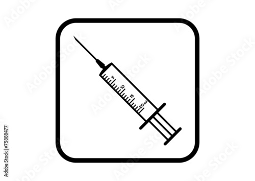 Medical syringe icon on white background