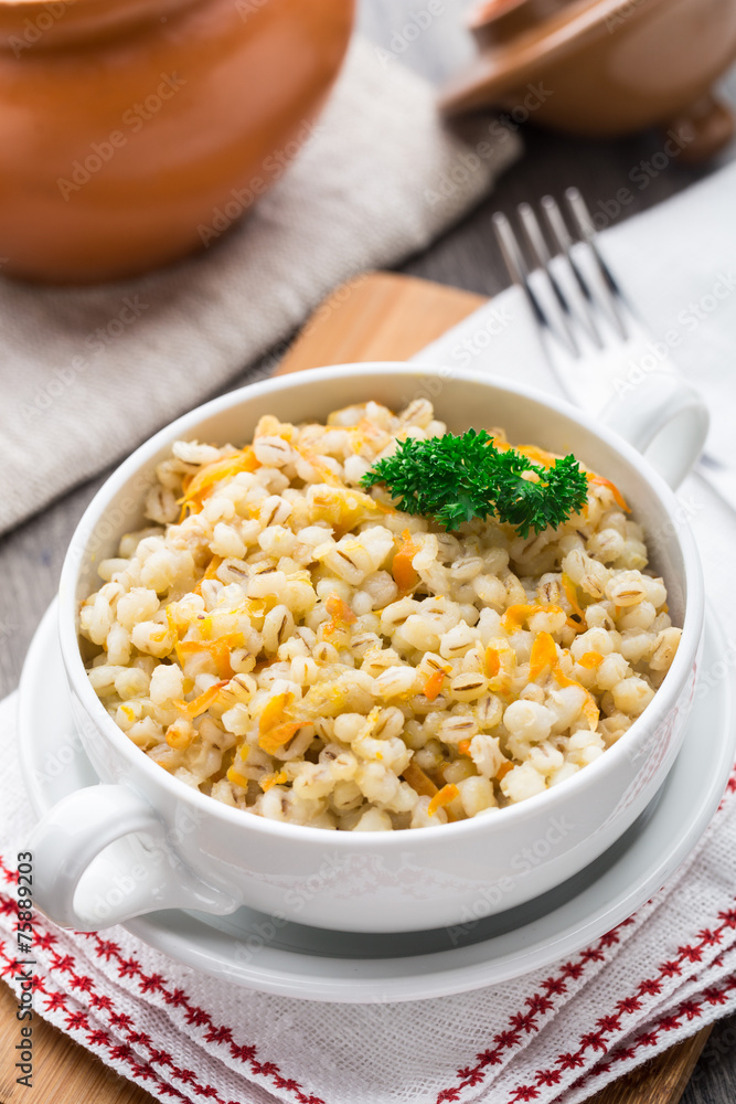 Barley porridge with carrot and onion Barley porridge with carrot and onion