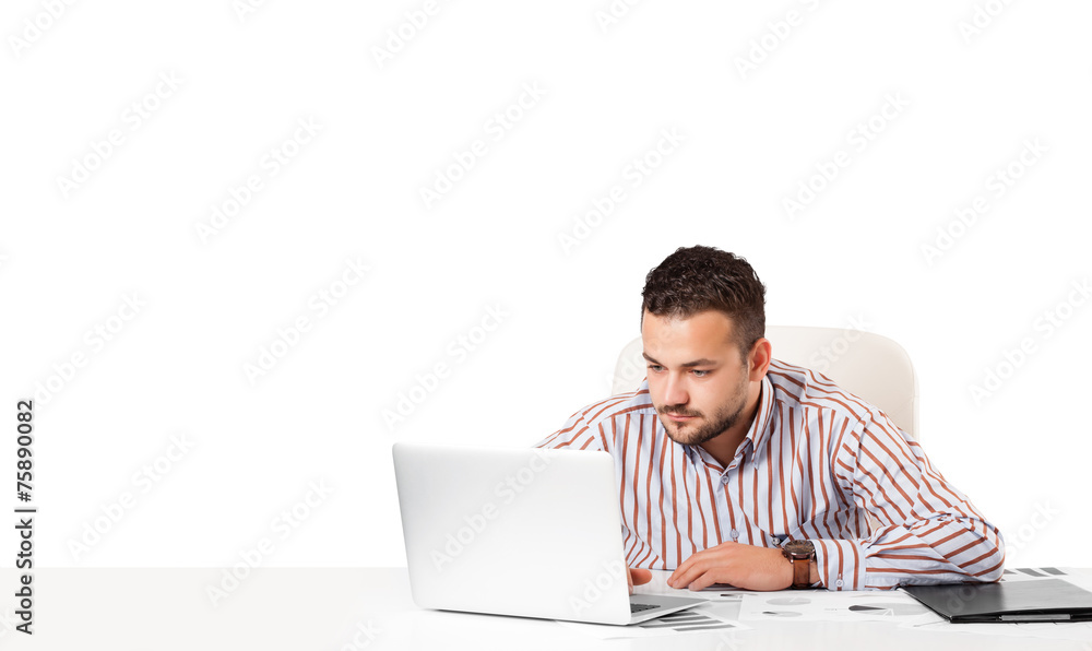 Attractive businessman with plain white copy space
