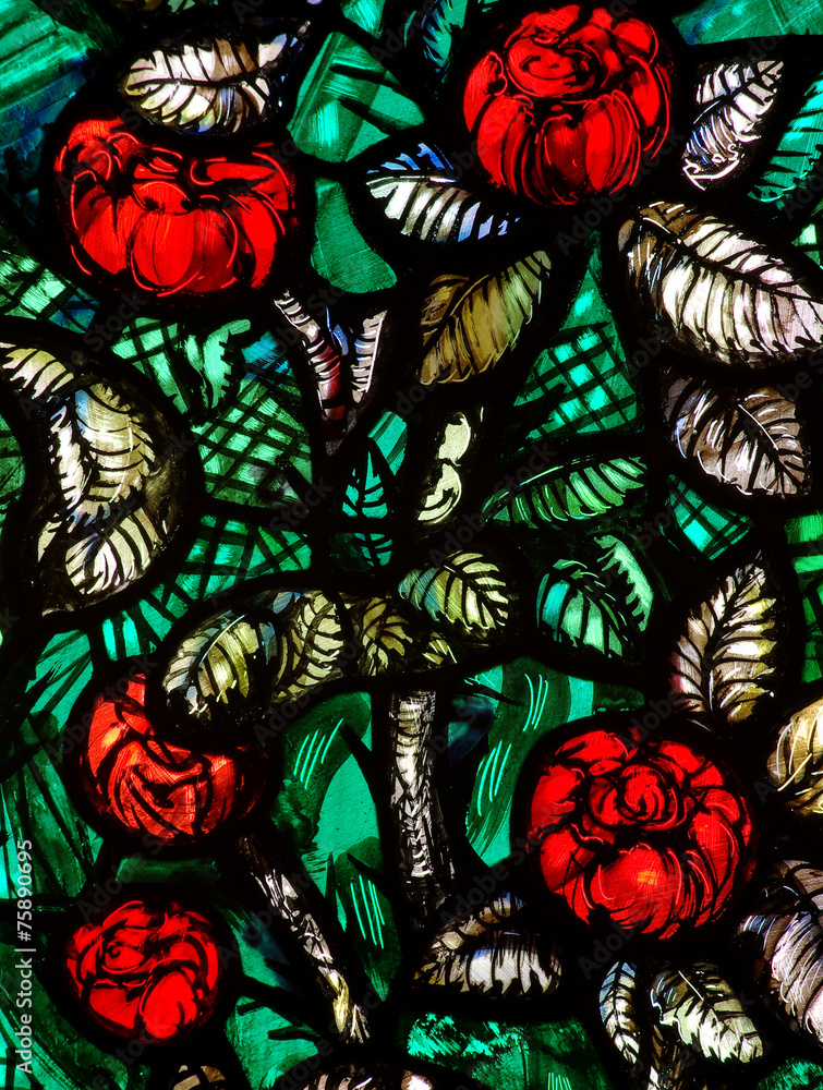 Obraz premium Flowers (roses) in stained glass