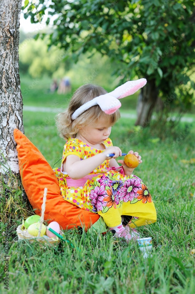 Adorable toddler girl wearing bunny ears Adorable toddler girl wearing bunny ears