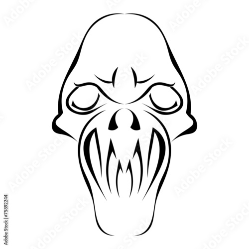 Sketch silhouette skull isolated on white background. Vector ill