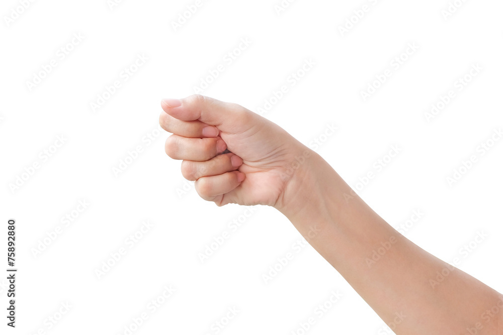 Woman hand isolated on white background