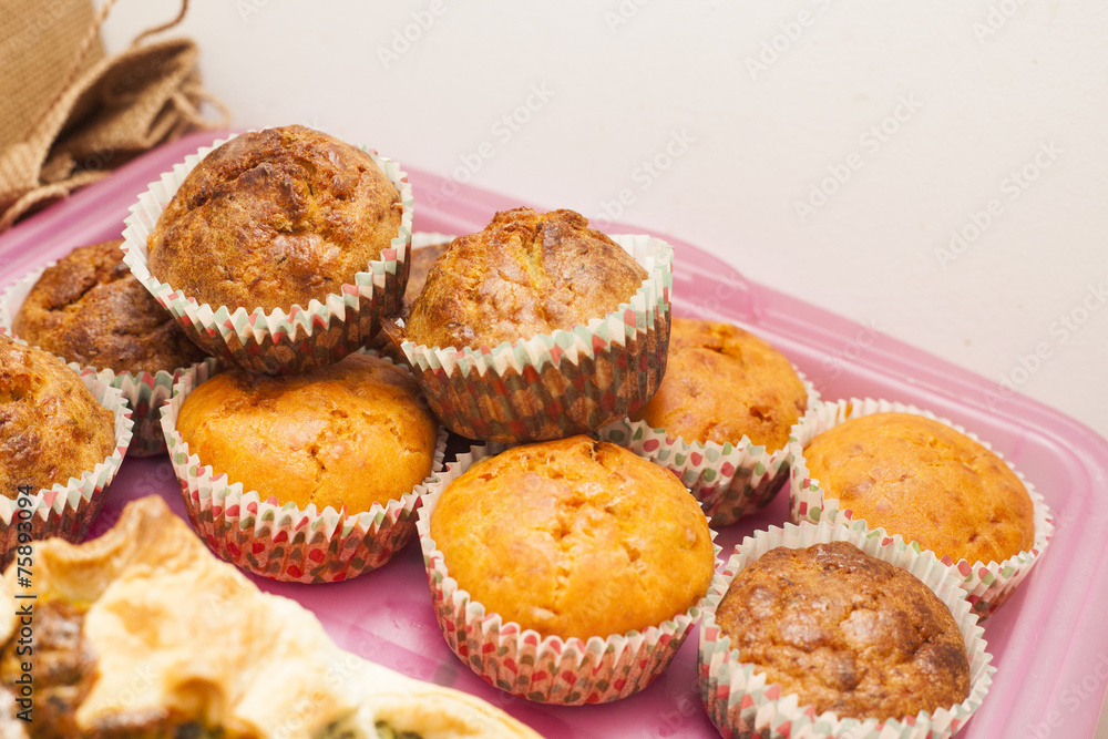 Cupcake with speck ham and cheese. Cupcake with speck ham and cheese.