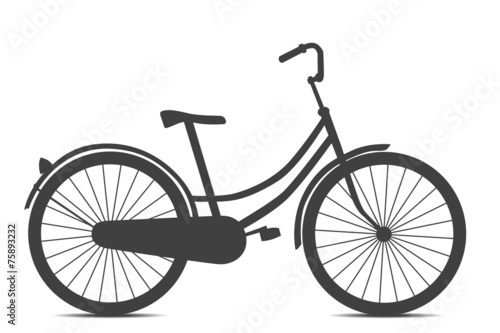 Retro style black bicycle isolated on white background