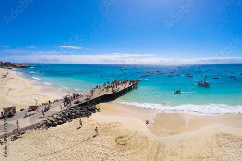 Aerial view of Santa Maria beach in Sal Cape Verde - Cabo Verde