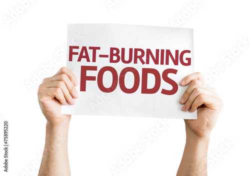 Fat Burning Foods card isolated on white background