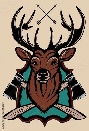 illustration of a stag's head as a trophy