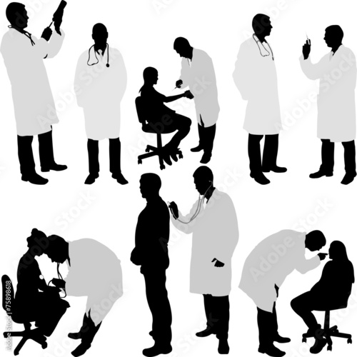 doctor and patient silhouette - vector illustration