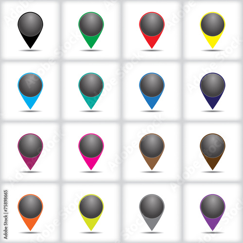 Set with icons indicating mark with shadow