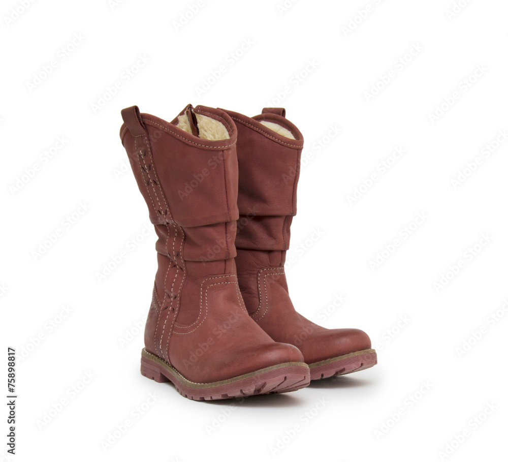 pair of boots isolated on a white background pair of boots isolated on a white background