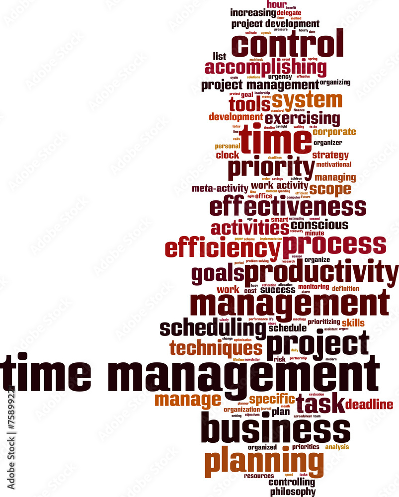 Time management word cloud concept. Vector illustration