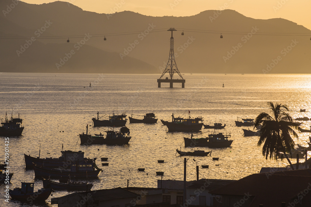 Fototapeta premium Fishing boats in marina at Vietnam