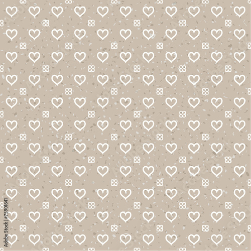Valentines day vector pattern on old paper texture