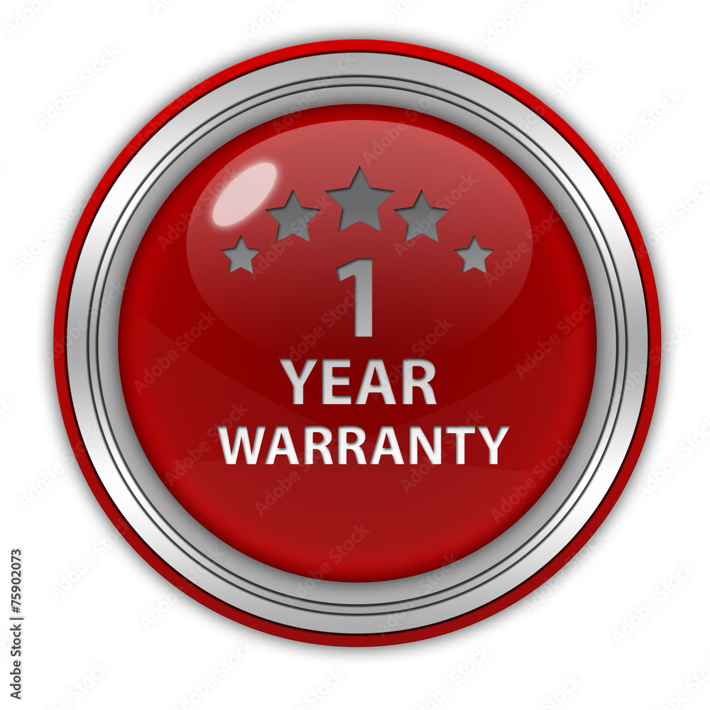 One year warranty circular icon on white background One year warranty circular icon on white background