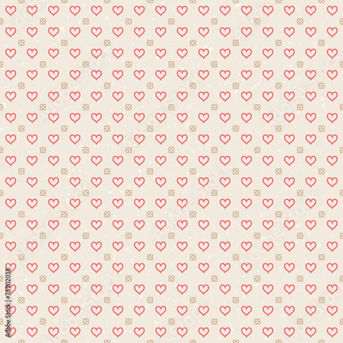 Valentines day pattern old paper texture with hearts