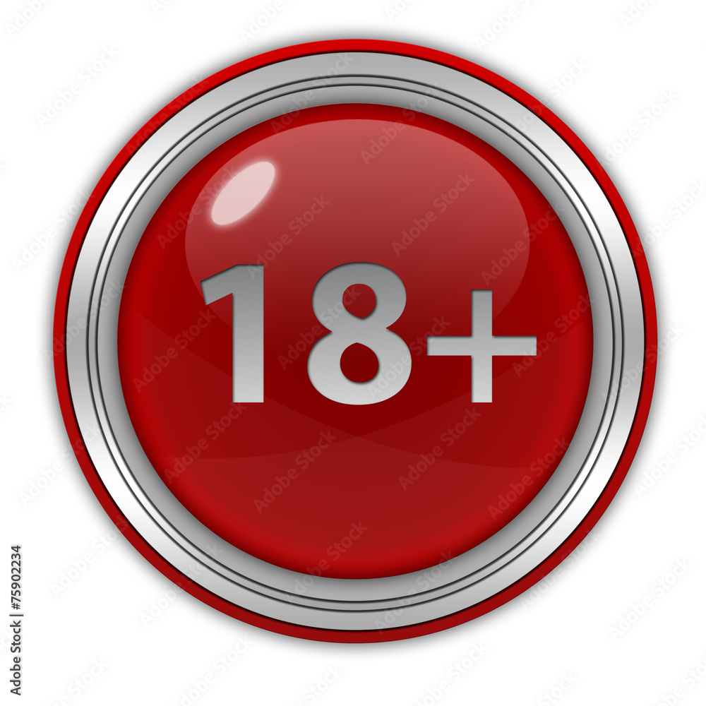 18+ circular icon on white background 18+ circular icon on white background