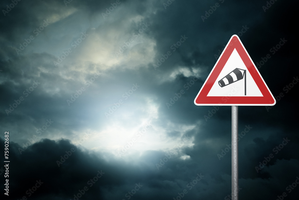 Bad Weather - Caution - Risk of Storm - Warning Sign Bad Weather - Caution - Risk of Storm - Warning Sign