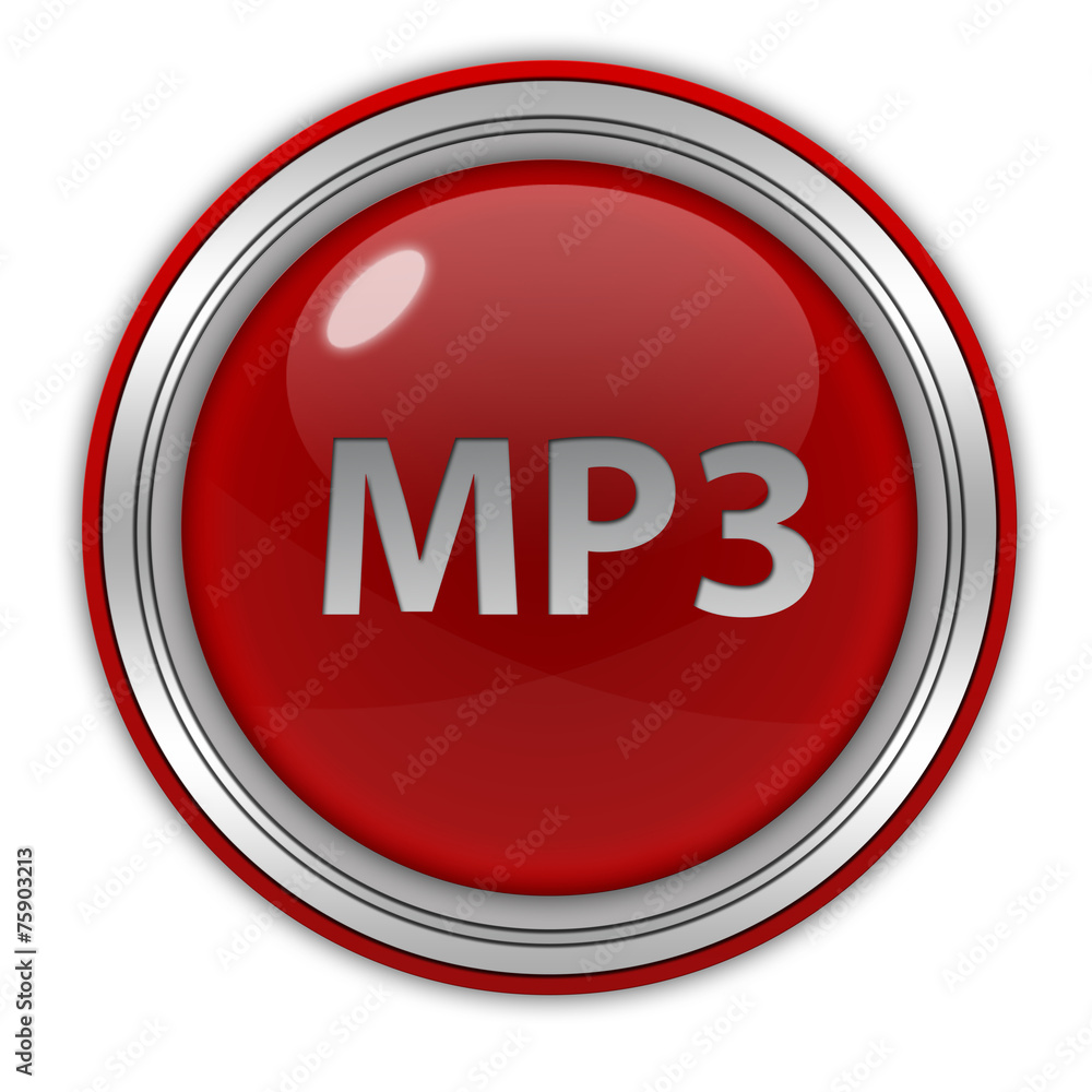 MP3 circular icon on white background MP3 circular icon on white background