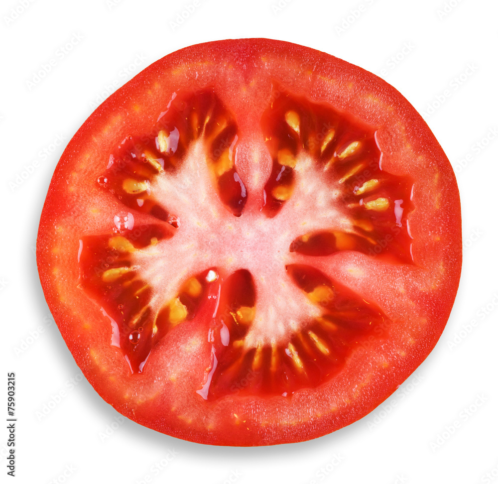 Fresh tomato slice closeup Fresh tomato slice closeup