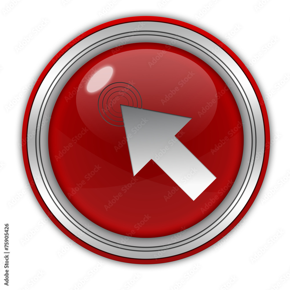 Click here circular icon on white background Click here circular icon on white background