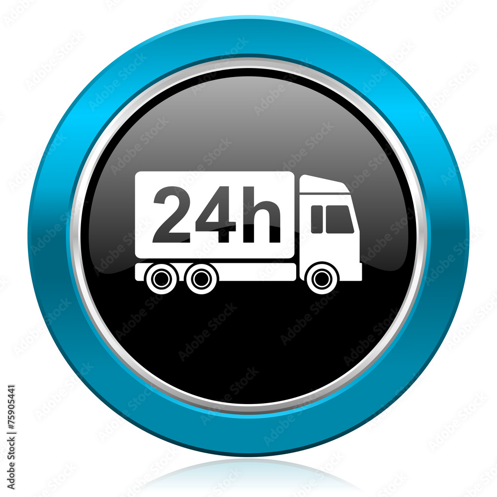 delivery glossy icon 24h shipping sign delivery glossy icon 24h shipping sign
