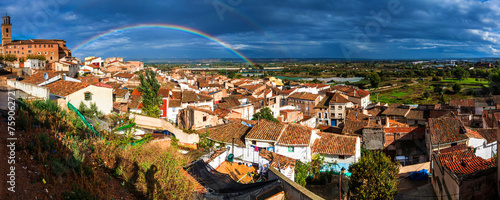 Photos Aerial view of Calahorra with a rainbow