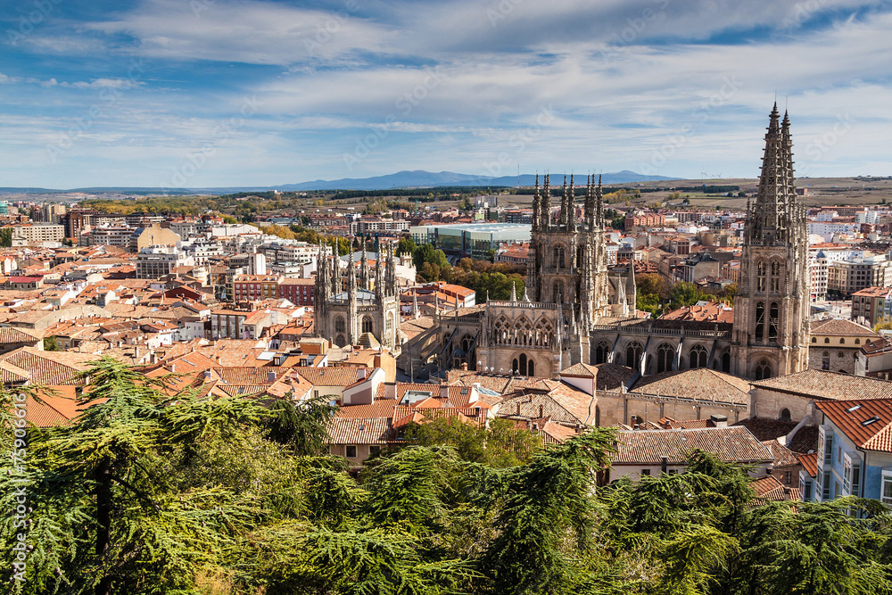 Aerial view of cathedral in Burgos