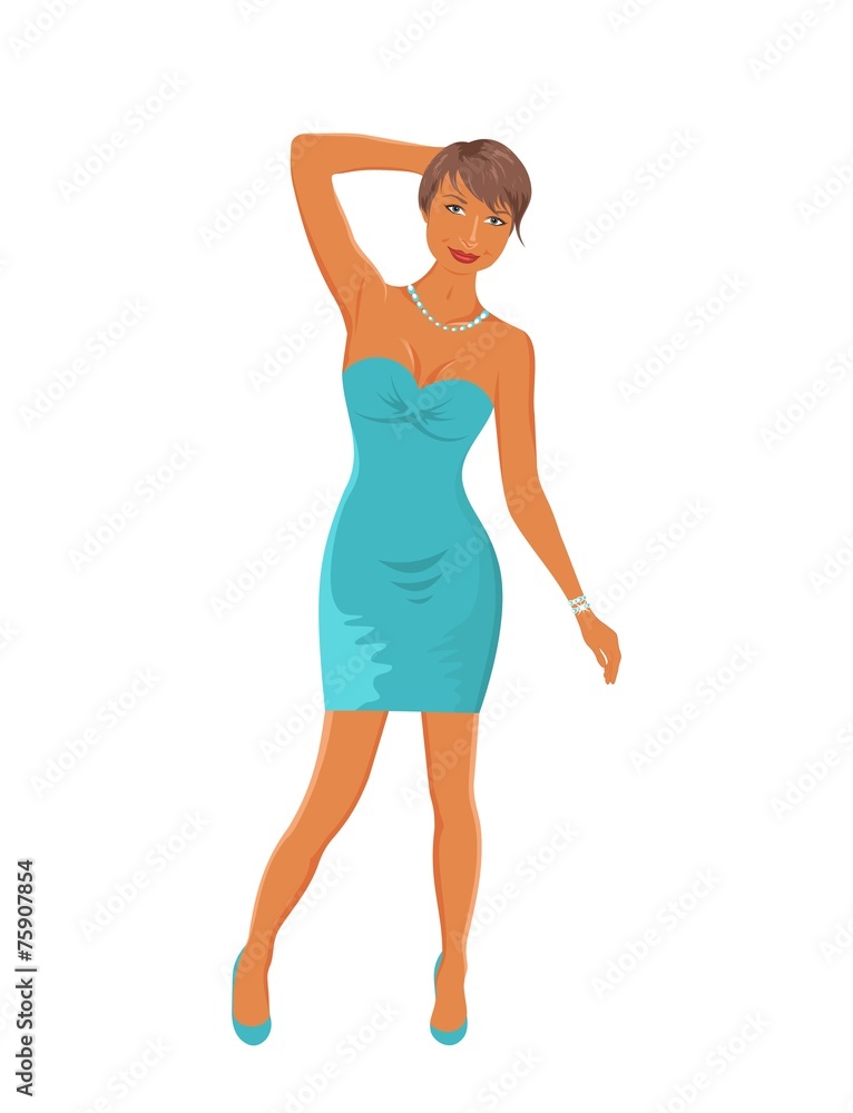 beautiful girl dancing isolated