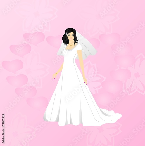 Beauty bride on pink background