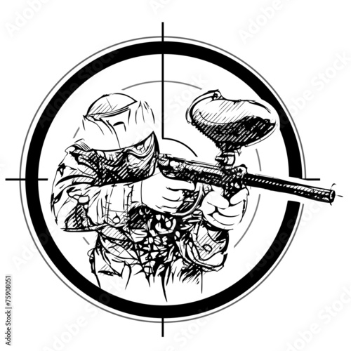 Paintball player in the Target