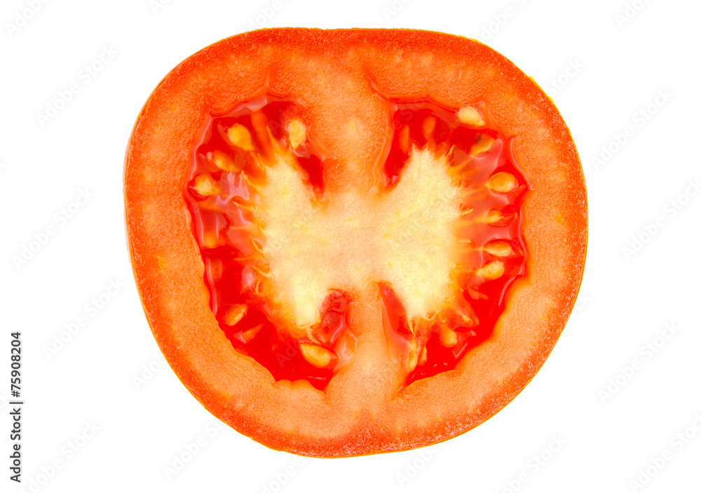 Half a tomato isolated on white background. Half a tomato isolated on white background.