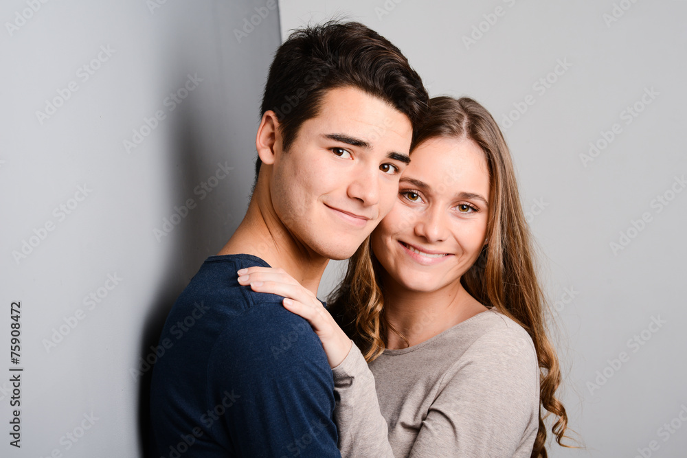 close up studio portrait of a beautiful young couple man woman close up studio portrait of a beautiful young couple man woman