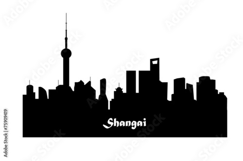 Shanghai  China Skyline Silhouette Black design  vector illustra