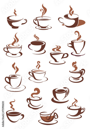 Steaming coffee cups