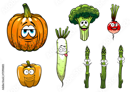 Broccoli, asparagus, radish,pumpkin and pepper vegetables