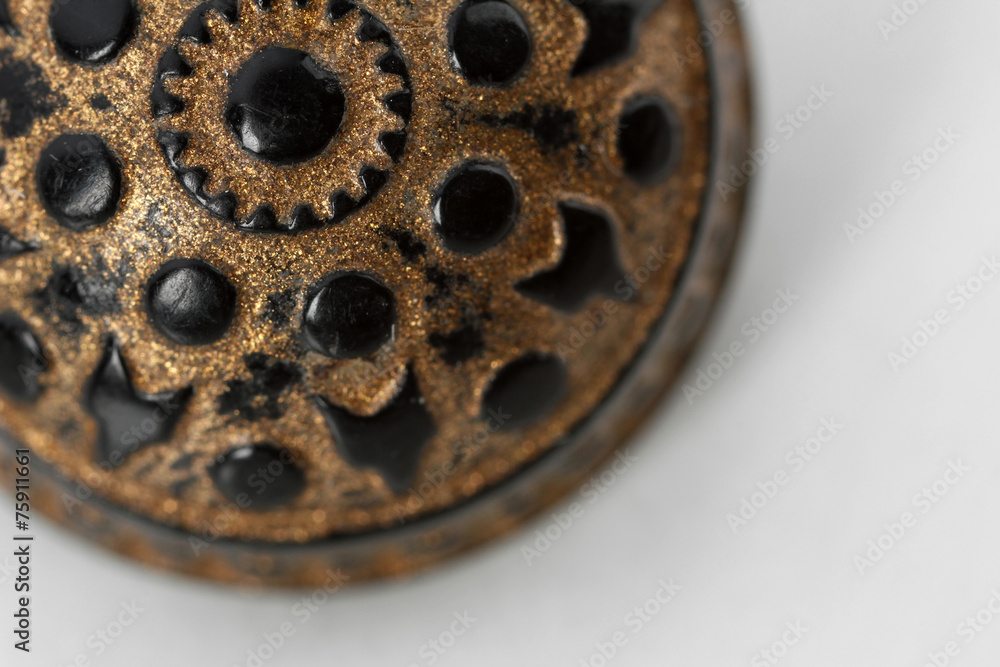 Bronze button isolated on white