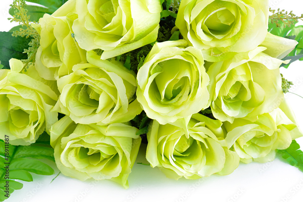 Green flower bouquet on white background Green flower bouquet on white background