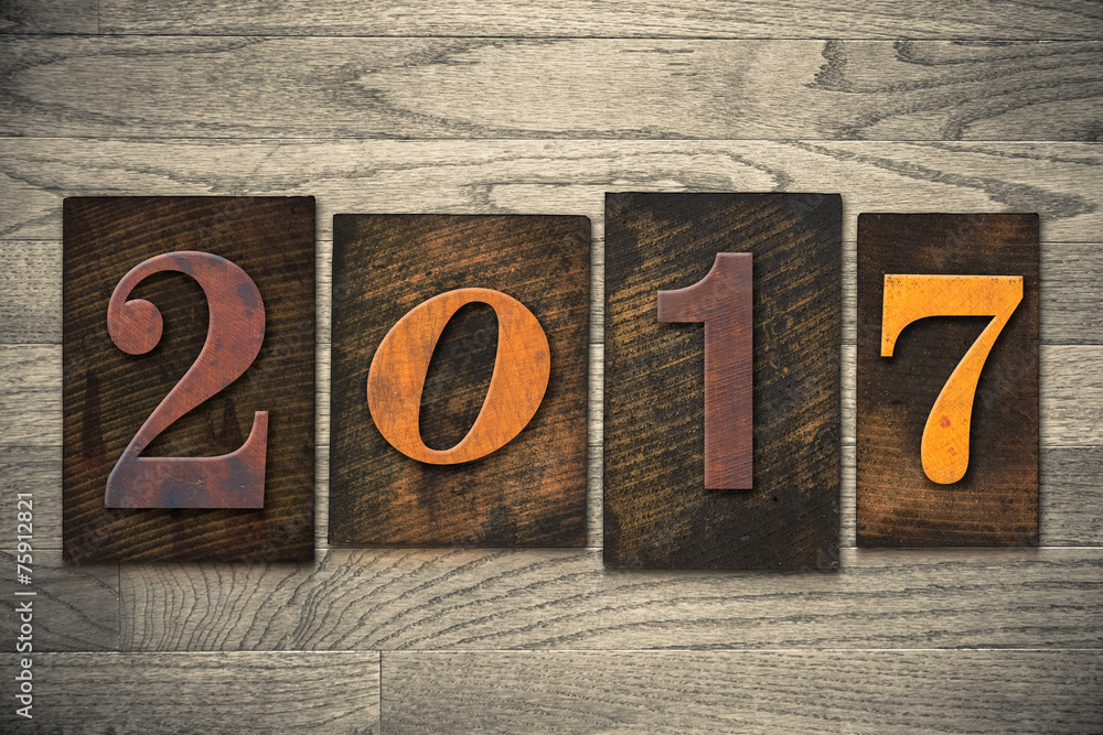 Fototapeta premium 2017 Wood Letterpress Concept