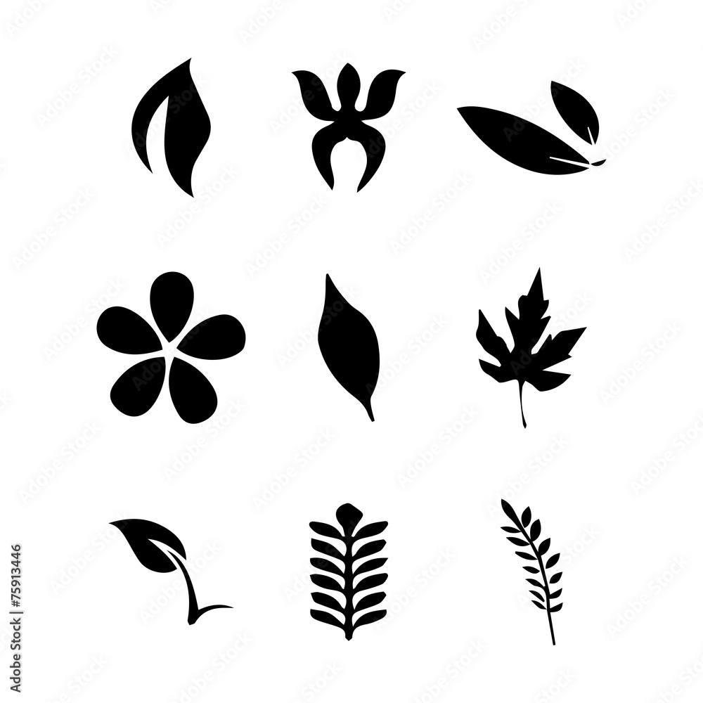 black plant set