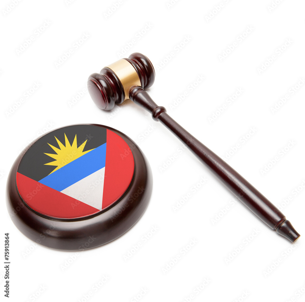 Judge gavel and soundboard with flag on it - Antigua and Barbuda