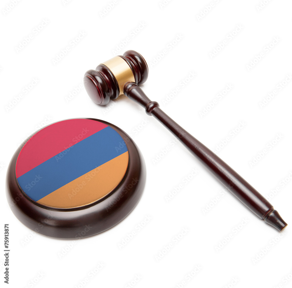 Judge gavel and soundboard with national flag on it - Armenia