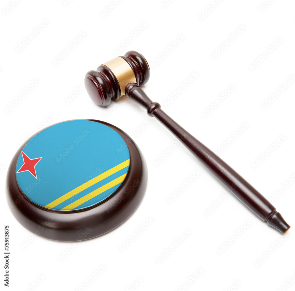 Judge gavel and soundboard with national flag on it - Aruba