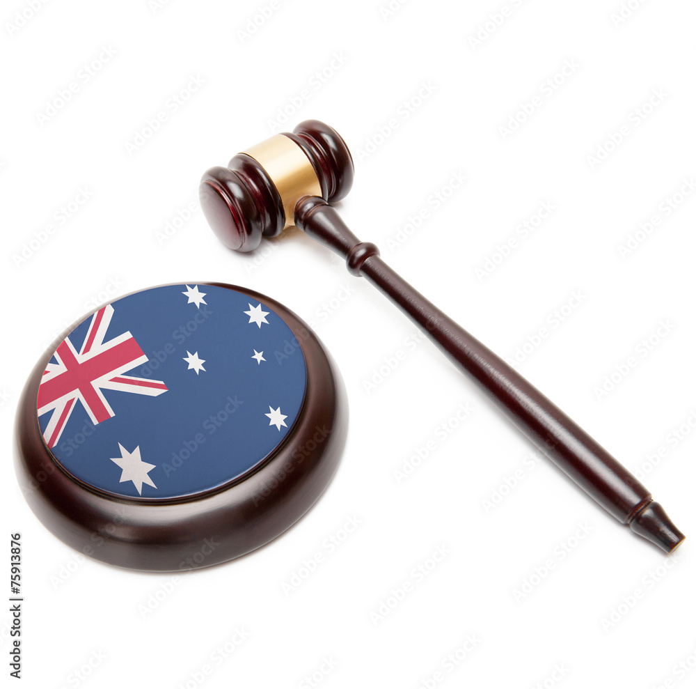 Judge gavel and soundboard with national flag on it - Australia